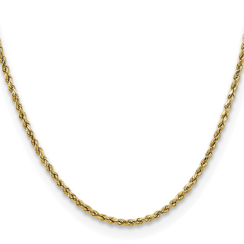 14k Yellow Gold 2.5mm Semi Solid Diamond-cut Rope Chain Necklace