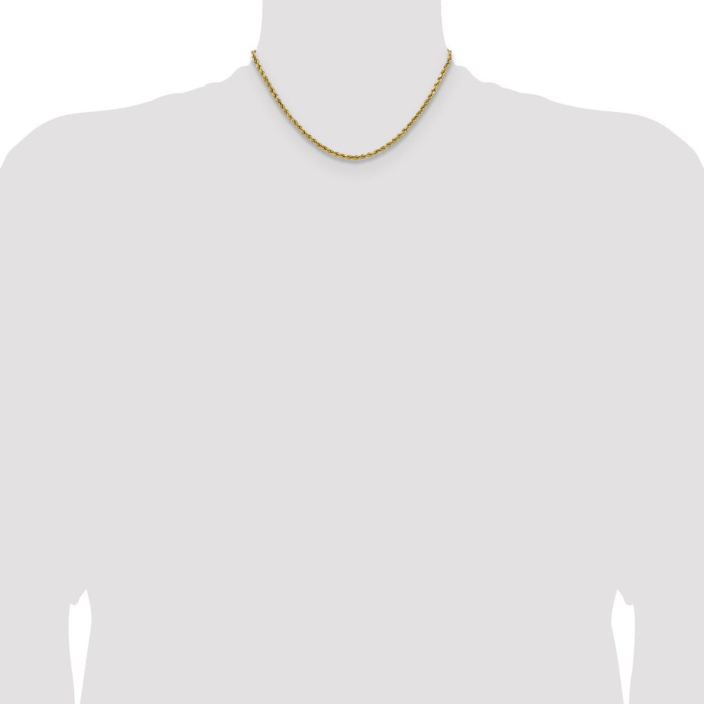 14k Yellow Gold 2.5mm Semi Solid Diamond-cut Rope Chain Necklace