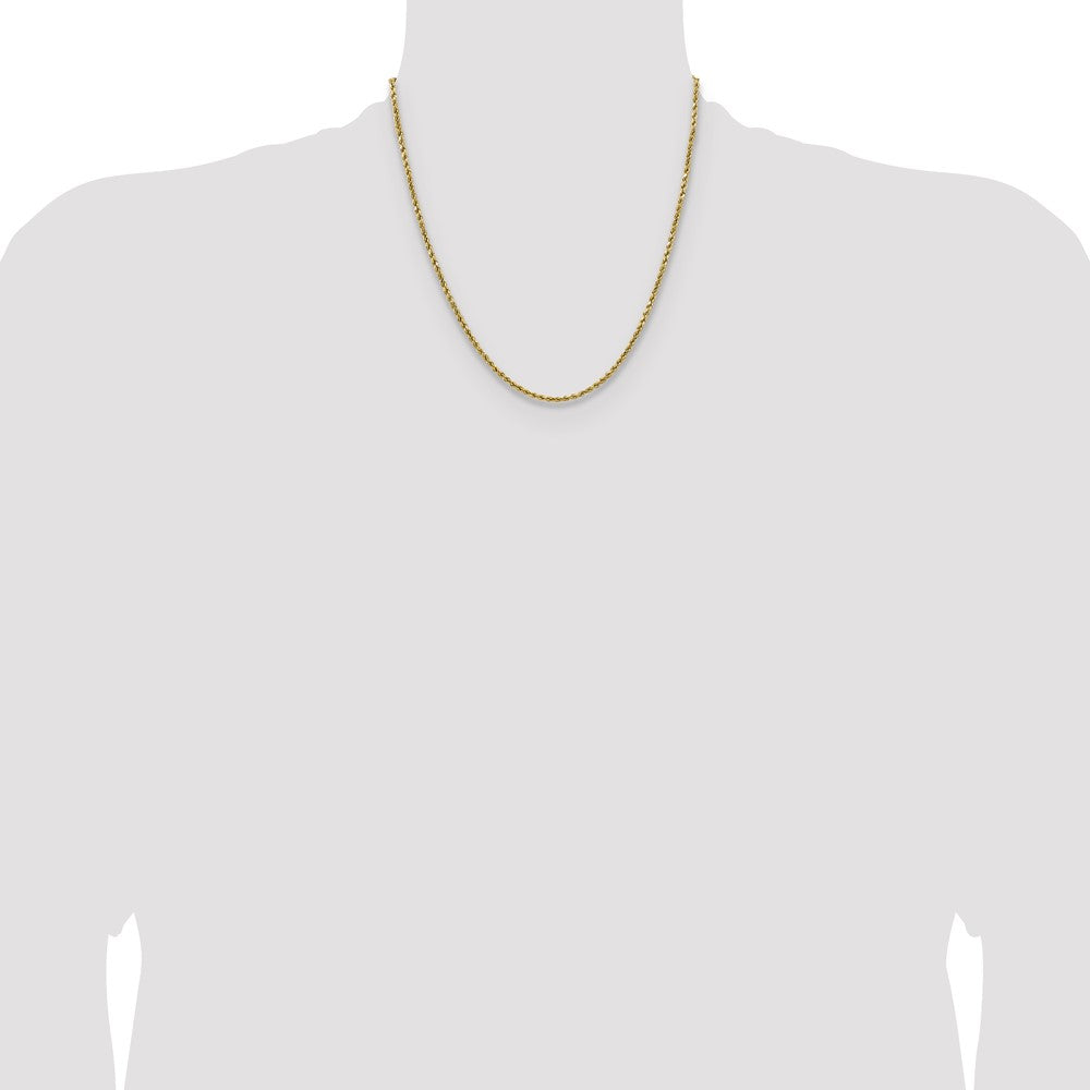 14k Yellow Gold 2.5mm Semi Solid Diamond-cut Rope Chain Necklace