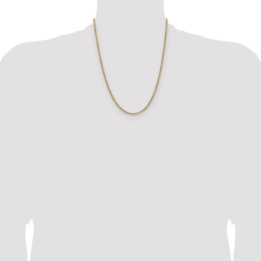 14k Yellow Gold 2.5mm Semi Solid Diamond-cut Rope Chain Necklace