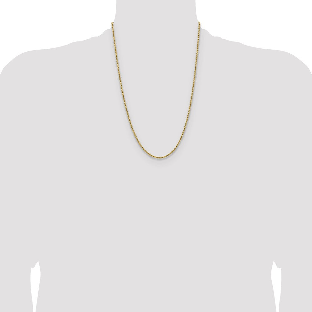 14k Yellow Gold 2.5mm Semi Solid Diamond-cut Rope Chain Necklace