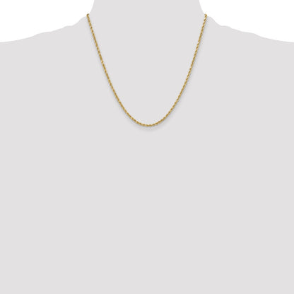 14k Yellow Gold 3mm Semi Solid Diamond-cut Rope Chain Necklace