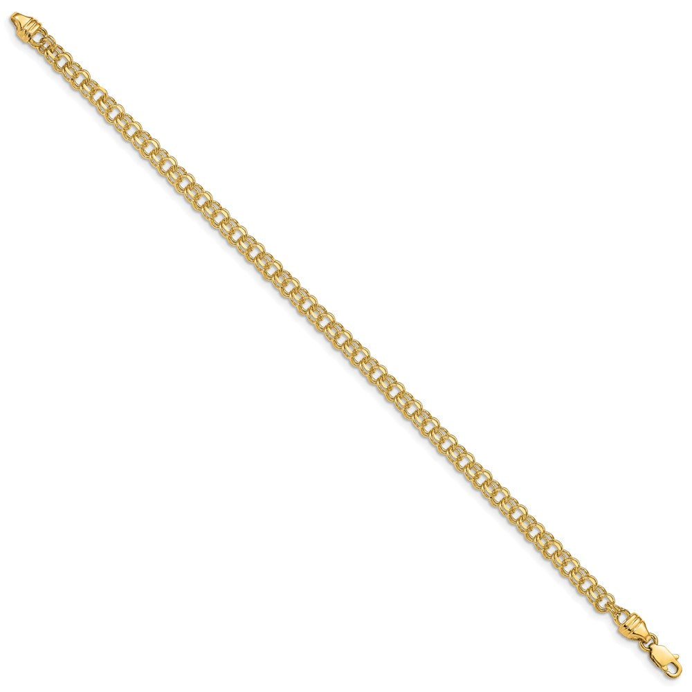 14k Yellow Gold 3.75mm Diamond-cut Solid Heavy Double Link Bracelet 8"