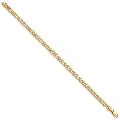 14k Yellow Gold 3.75mm Diamond-cut Solid Heavy Double Link Bracelet 8"