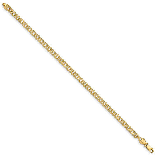 14k Yellow Gold 3.75mm Diamond-cut Solid Heavy Double Link Bracelet 8"