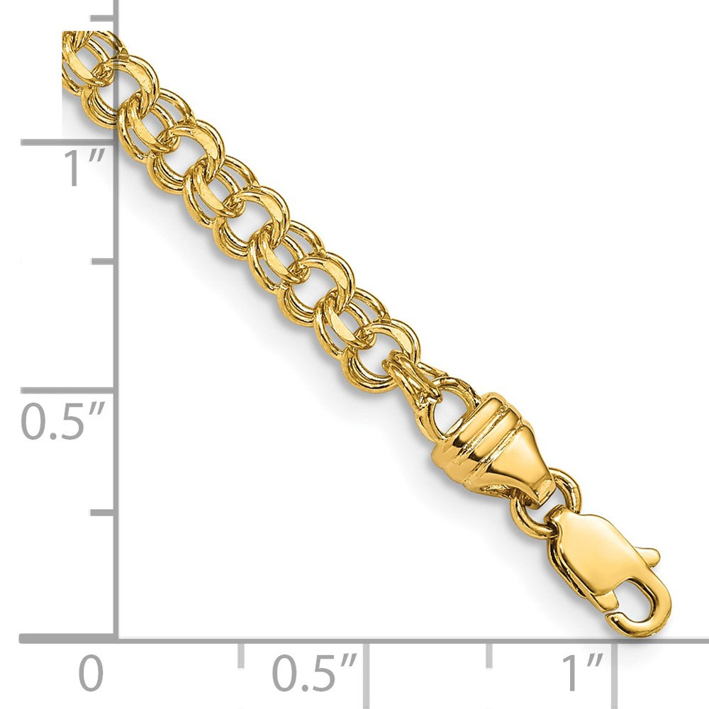14k Yellow Gold 3.75mm Diamond-cut Solid Heavy Double Link Bracelet 8"