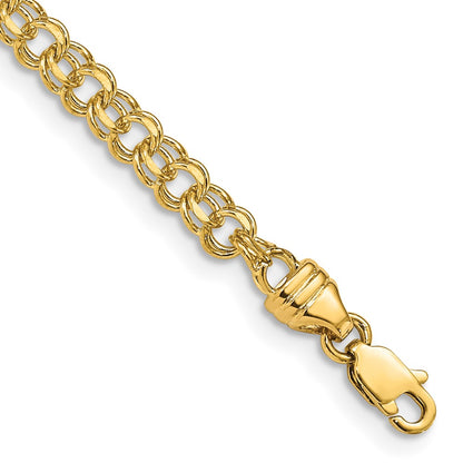 14k Yellow Gold 3.75mm Diamond-cut Solid Heavy Double Link Bracelet 8"