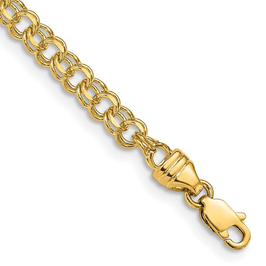 14k Yellow Gold 3.75mm Diamond-cut Solid Heavy Double Link Bracelet 8"