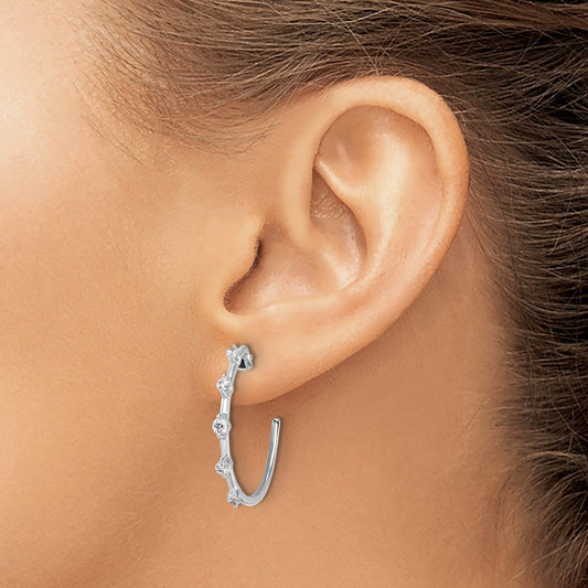 14k White Gold 3/8 carat Lab Grown Diamond C-Hoop Post Earrings VS/SI, G