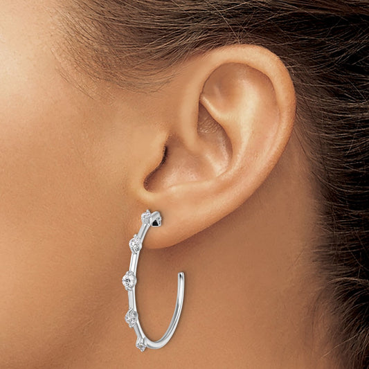 14k White Gold 3/4 carat Lab Grown Diamond C-Hoop Post Earrings VS/SI, G