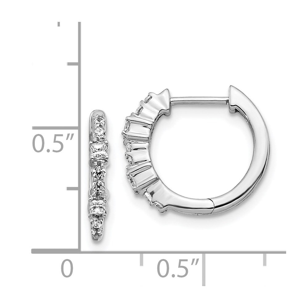 14k White Gold 1/4 Ct Diamond Hinged Hoop Earrings