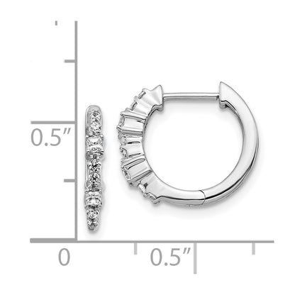 14k White Gold 1/4 Ct Diamond Hinged Hoop Earrings