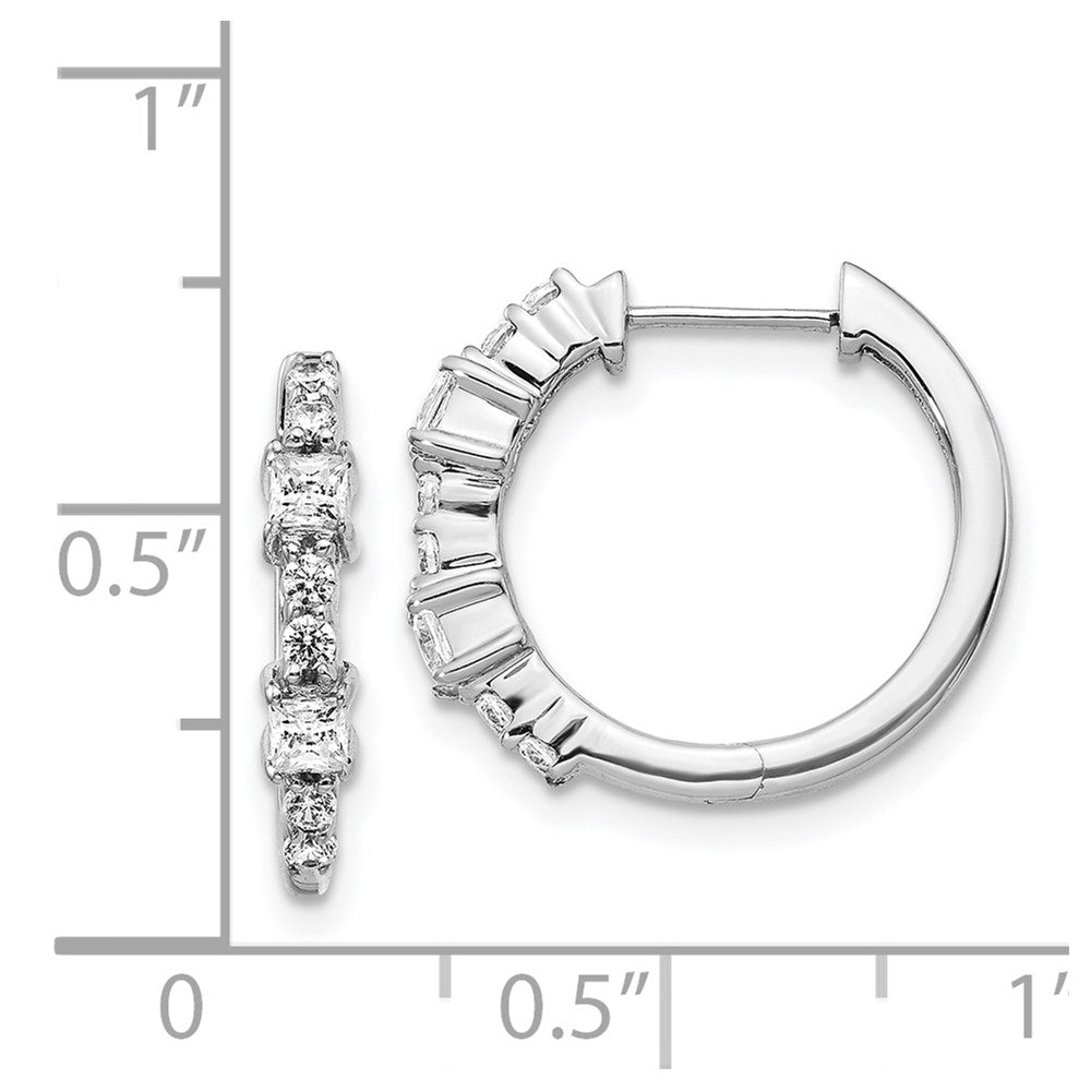 14k White Gold 1/2 Ct Diamond Hinged Hoop Earrings