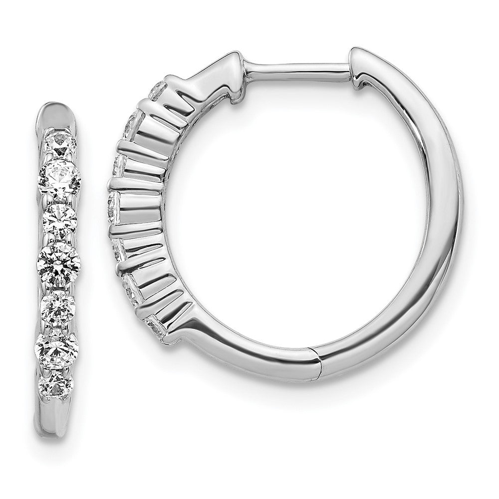 10k White Gold Diamond Hinged Hoop Earrings