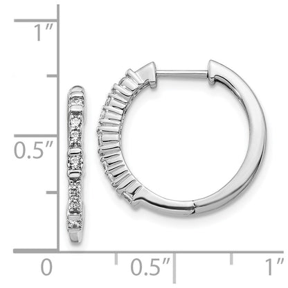 14k White Gold 0.25 Carat Diamond Hinged Hoop Earrings