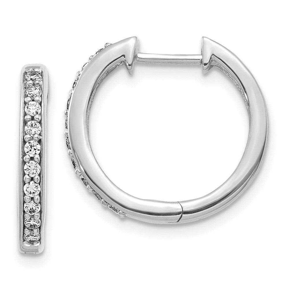 14k White Gold Lab Grown Diamond Hinged Hoop Earrings VS/SI, G