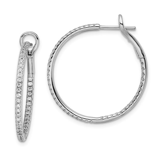 14k White Gold 3/4 carat Lab Grown Diamond  In and Out Hoop Earrings VS/SI, G