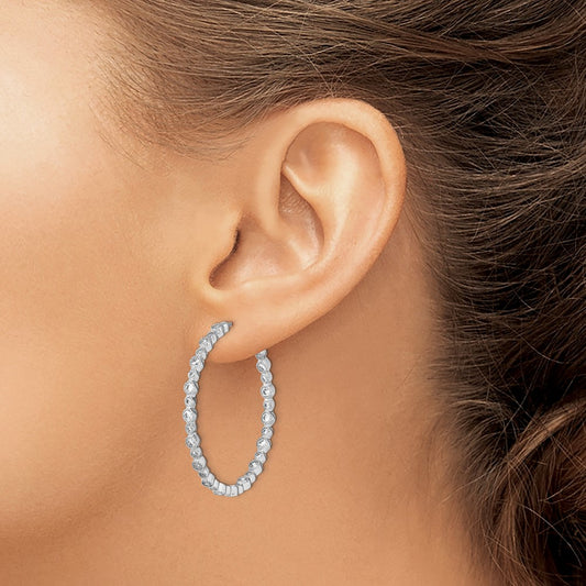 14k White Gold 1 1/2 carat Lab Grown Diamond Circle Bezel Hoop Earrings VS/SI, G