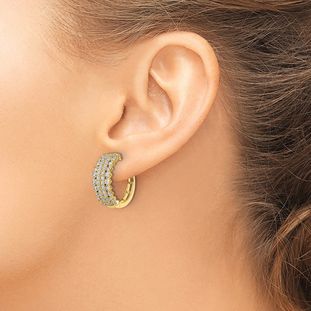 14k Yellow Gold 2 carat Lab Grown Diamond Hinged Hoop Earrings VS/SI, G