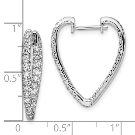 14k White Gold Polished Diamond In & Out Hoop Earrings