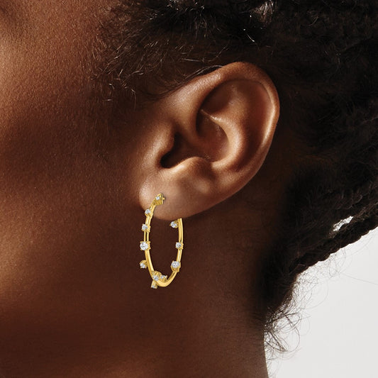 14k Yellow Gold 1 carat Lab Grown Diamond Hoop Earrings VS, D-E