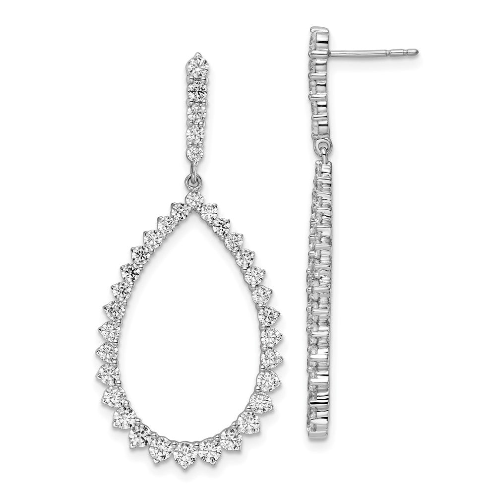 14k White Gold Lab Grown Diamond Fancy Dangle Hoop Earrings VS, D-E