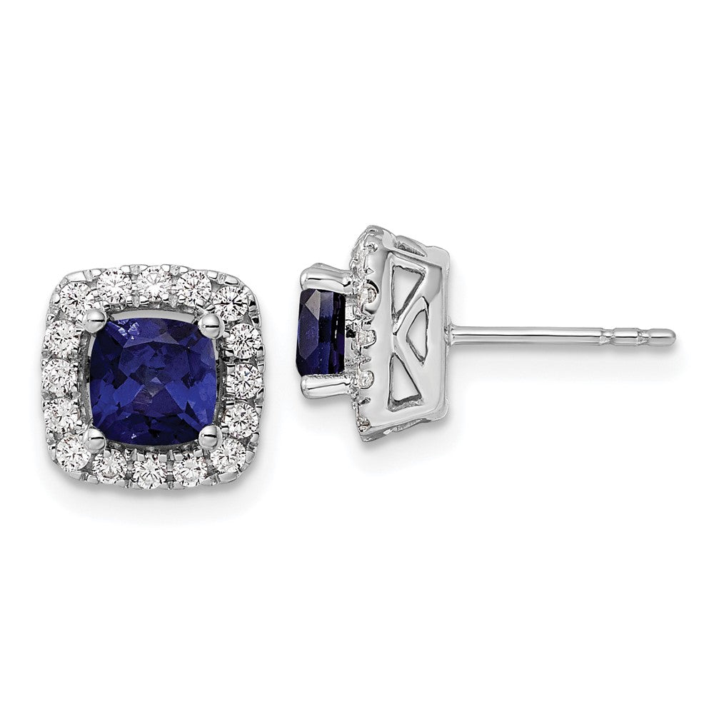 14k White Gold 3/8 Ct Lab Grown Diamond February Birthstone Amethyst Halo Stud Earrings