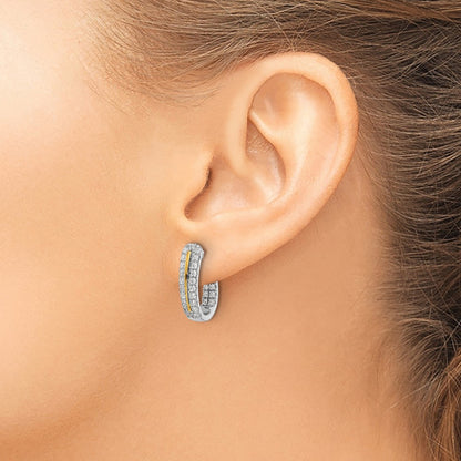 14K White Gold Lab Grown Diamond In and Out J-Hoop Earrings VS/SI, GH