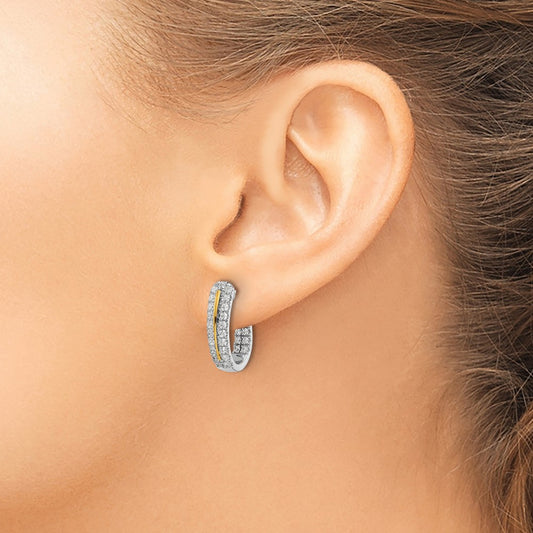 14K White Gold Lab Grown Diamond In and Out J-Hoop Earrings VS/SI, GH