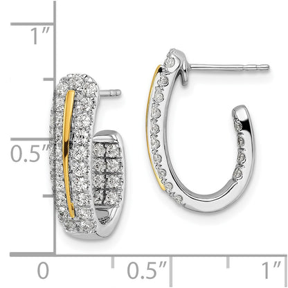 14K White Gold Lab Grown Diamond In and Out J-Hoop Earrings VS/SI, GH