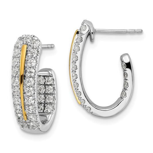 14K White Gold Lab Grown Diamond In and Out J-Hoop Earrings VS/SI, GH