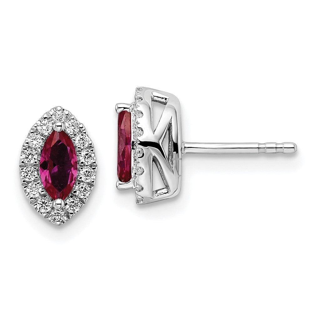 14k White Gold 1/5 Ct Lab Grown Diamond and Amethyst February Birthstone Stud Earrings