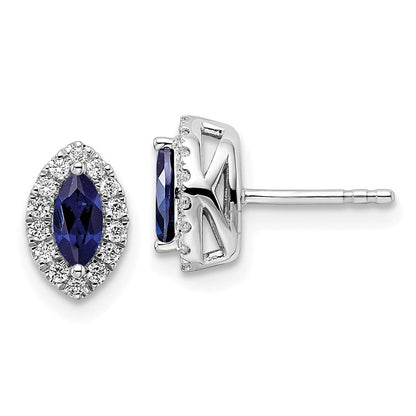 14k White Gold 1/5 Ct Lab Grown Diamond and Amethyst February Birthstone Stud Earrings
