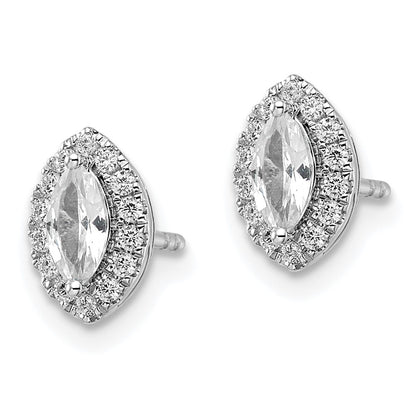 14k White Gold 1/5 Ct Lab Grown Diamond and Amethyst February Birthstone Stud Earrings