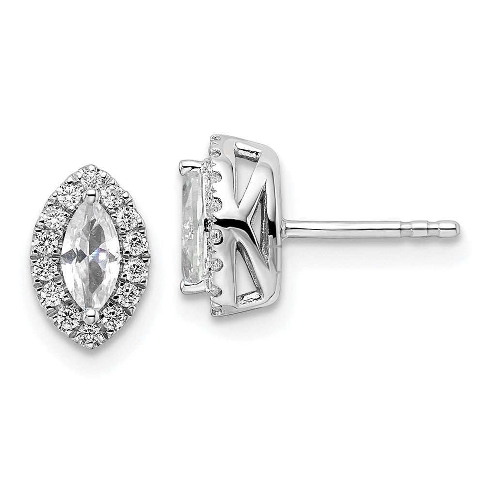 14k White Gold 1/5 Ct Lab Grown Diamond and Amethyst February Birthstone Stud Earrings