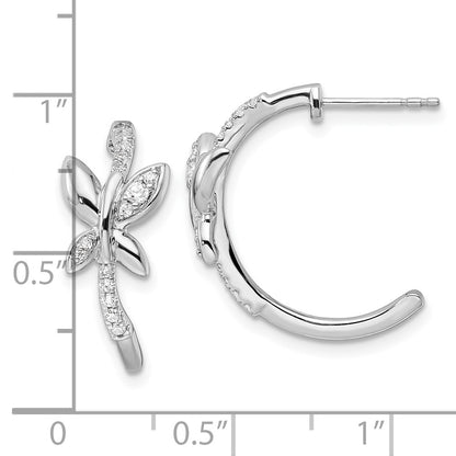 14K White Gold 1/5 Ct Lab Grown Diamond Butterfly J-Hoop Earrings VS/SI, G