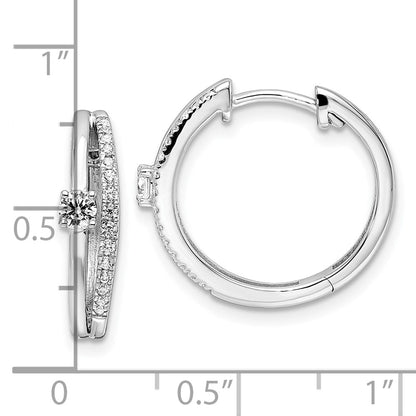 14k White Gold 3/8 carat Lab Grown Diamond Fashion Hinged Hoop Earrings VS/SI, G