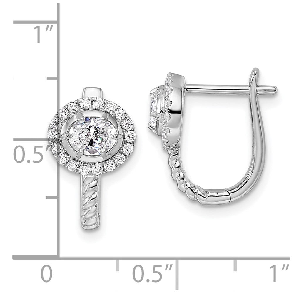 14k White Gold 7/8 carat Lab Grown Diamond Circle Hinged Hoop Earrings VS/SI, G