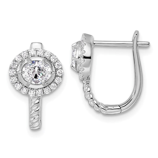 14k White Gold 7/8 carat Lab Grown Diamond Circle Hinged Hoop Earrings VS/SI, G