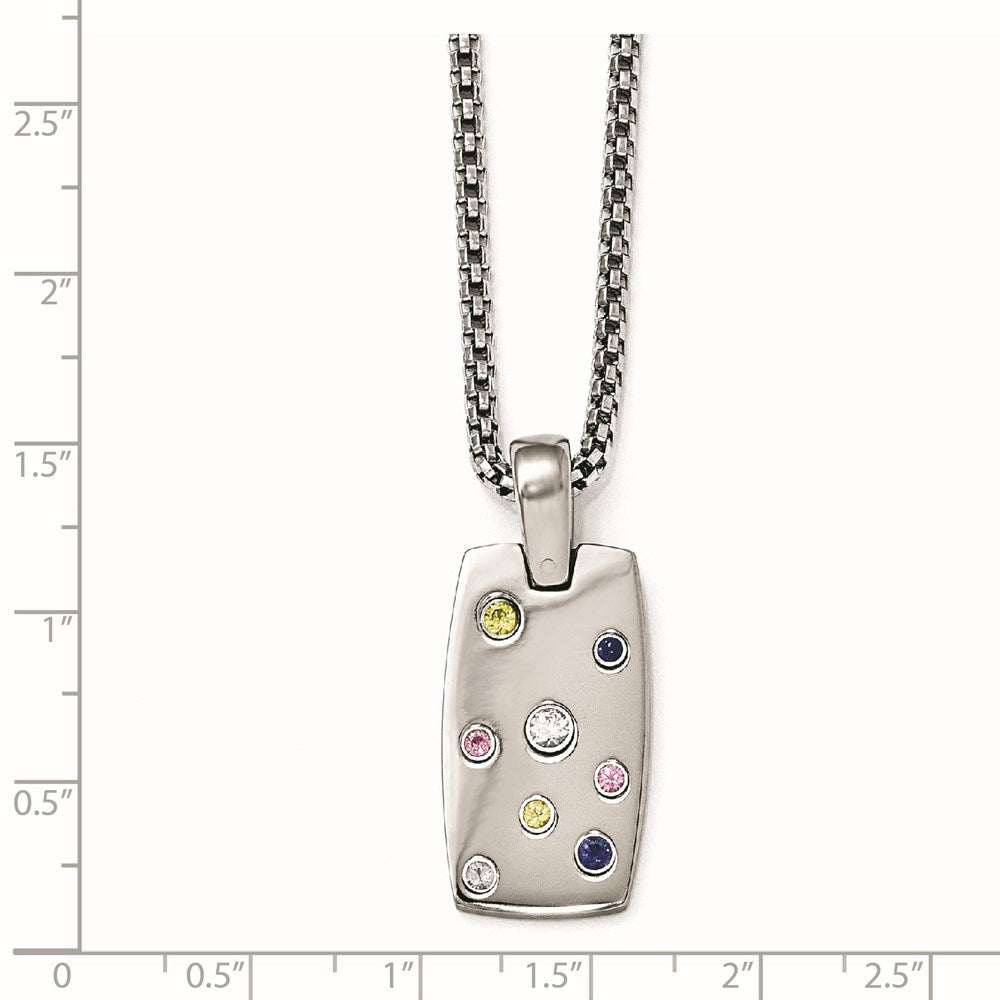 Titanium & Silver Multi-color Sapphire Necklace 16"