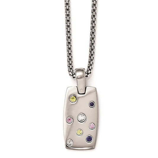 Titanium & Silver Multi-color Sapphire Necklace 16"