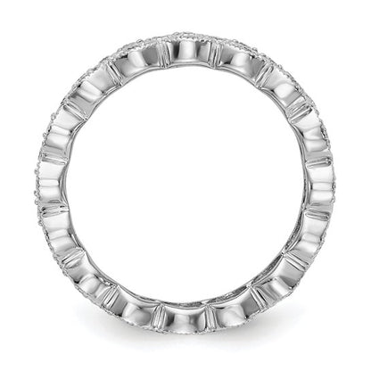 3 Row 1/2 Ct Round Cut Diamond Eternity Band Ring 14k White Gold