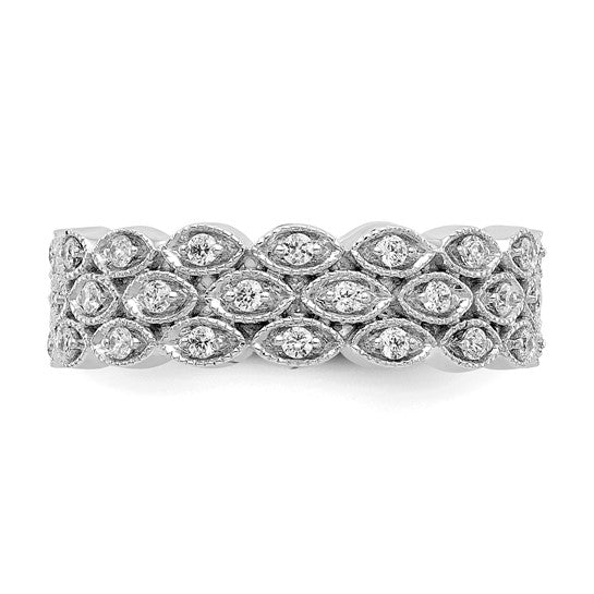 3 Row 1/2 Ct Round Cut Diamond Eternity Band Ring 14k White Gold