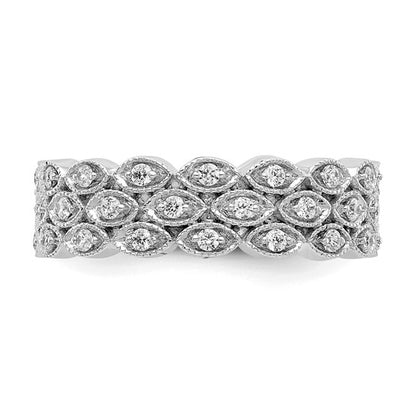 3 Row 1/2 Ct Round Cut Diamond Eternity Band Ring 14k White Gold