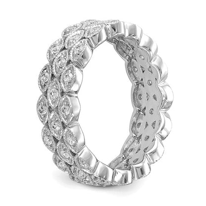 3 Row 1/2 Ct Round Cut Diamond Eternity Band Ring 14k White Gold