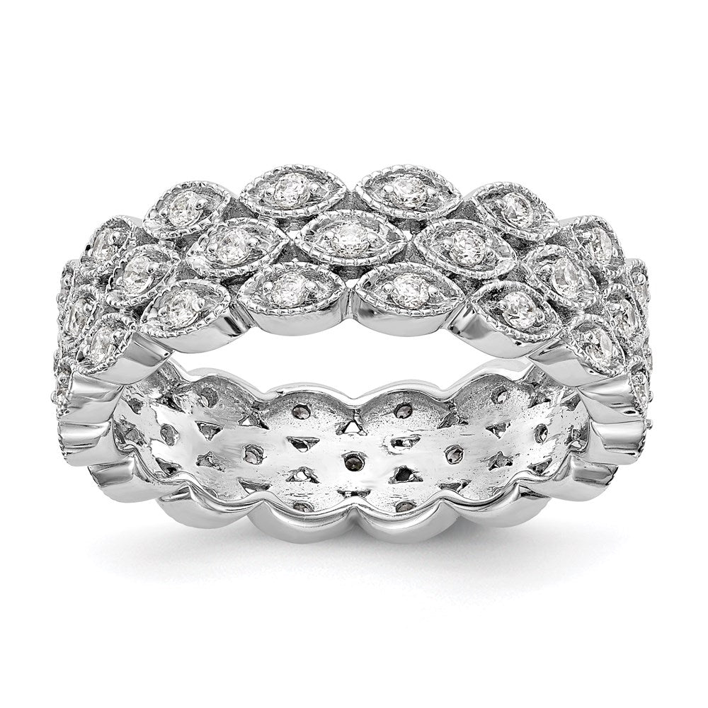 3 Row 1/2 Ct Round Cut Diamond Eternity Band Ring 14k White Gold