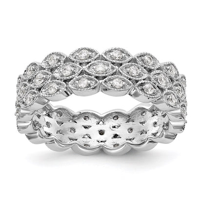 3 Row 1/2 Ct Round Cut Diamond Eternity Band Ring 14k White Gold