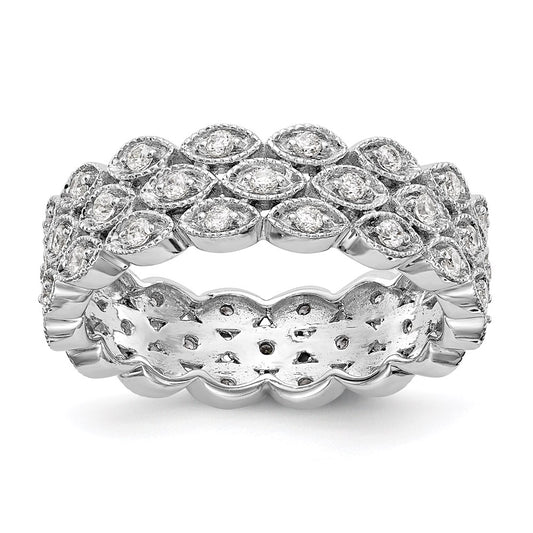 3 Row 1/2 Ct Round Cut Diamond Eternity Band Ring 14k White Gold