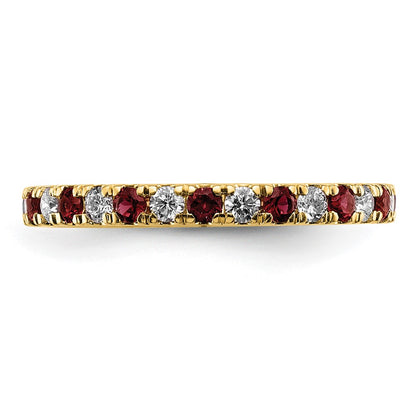 14k Yellow Gold Lab Grown Diamond and Created Ruby Eternity Band Ring