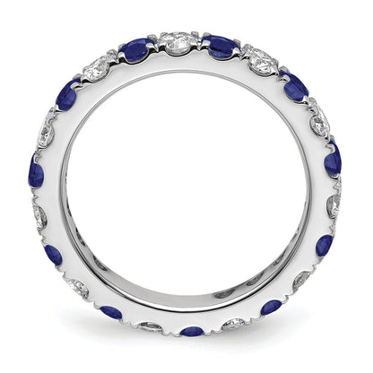 14k White Gold Lab Grown Diamond and Created Blue Sapphire Eternity Band Ring